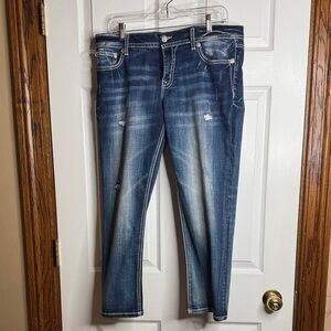 MISS ME embellished pocket flag cropped denim